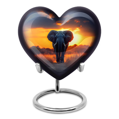 Resplendent Blue Elephant Cremation Urn for Ashes - 10-inch, 200 cu in - Yatskia