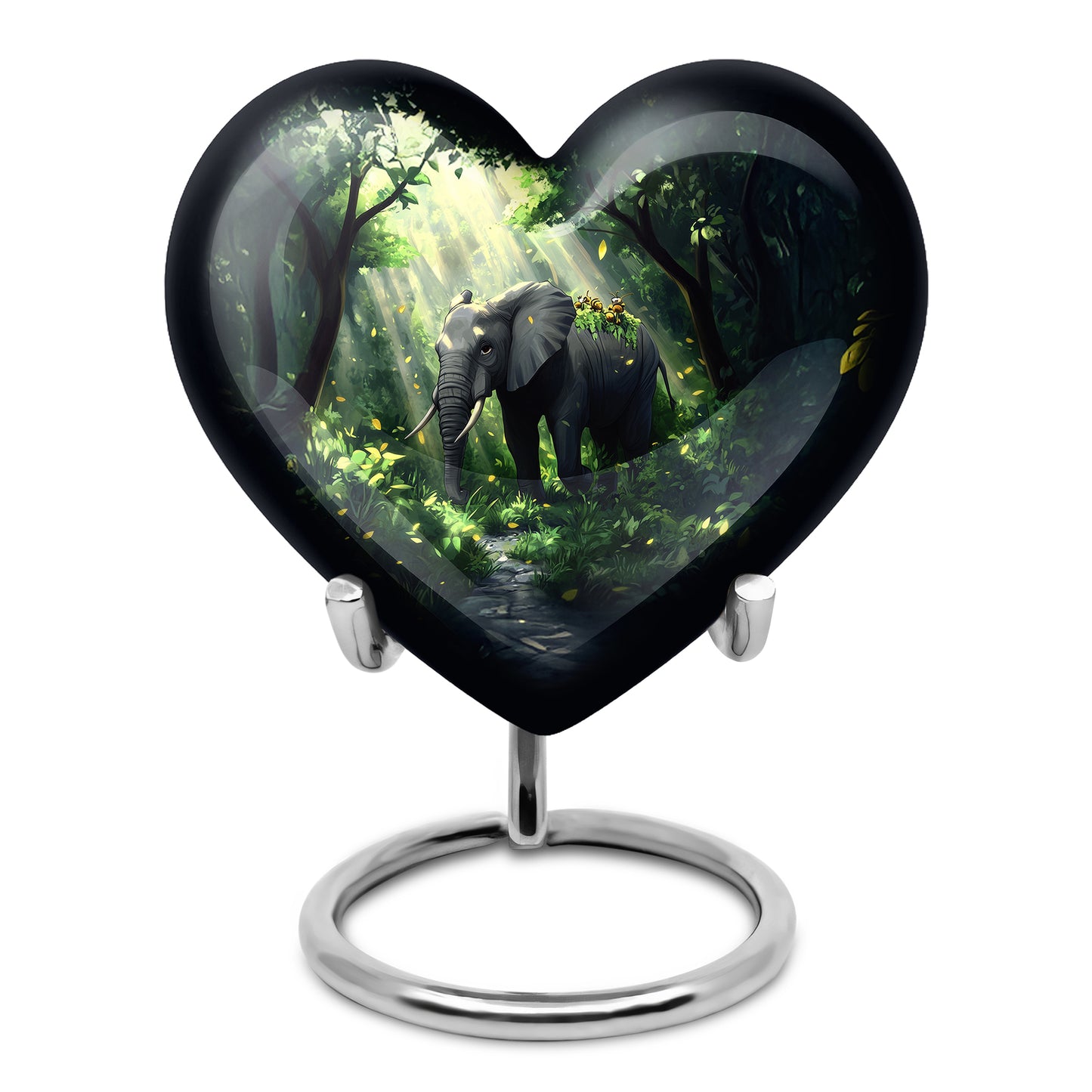 Teal Venerable Elephant Cremation Urns for Human Ashes - 10-inch, 200 cu in - Yatskia