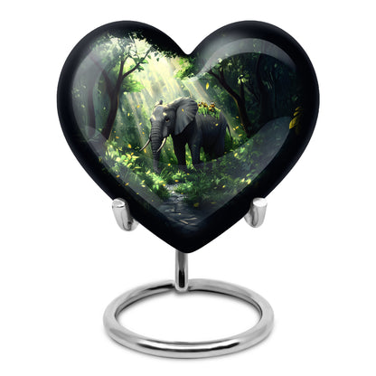 Teal Venerable Elephant Cremation Urns for Human Ashes - 10-inch, 200 cu in - Yatskia