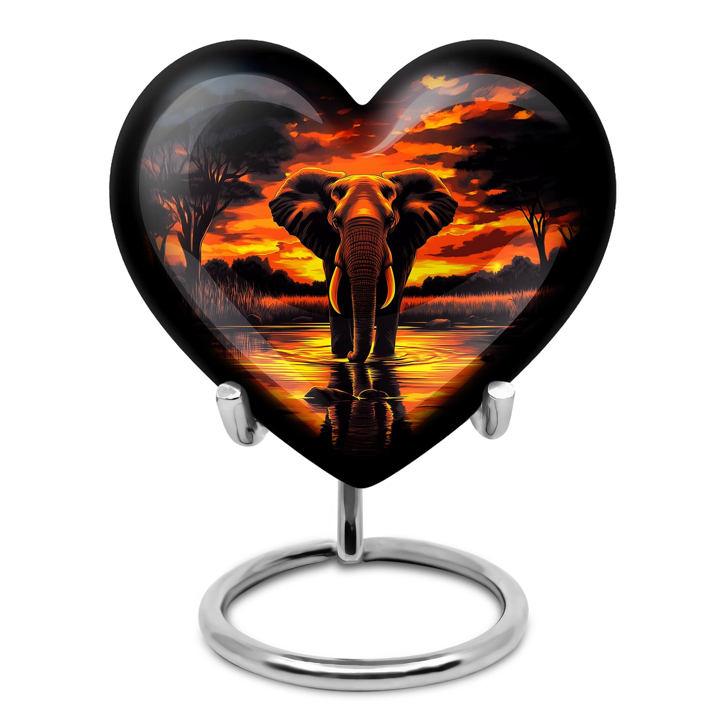 Black Treasured Elephant Cremation Urns for Human Ashes - 10-inch, 200 cu in - Yatskia