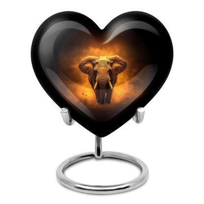 Black Treasured Elephant Cremation Urns for Human Ashes - 10-inch, 200 cu in - Yatskia