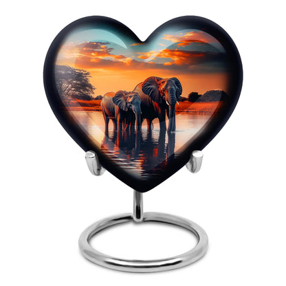 Teal Stately Elephant Cremation Urns for Human Ashes - 10-inch, 200 cu in - Yatskia