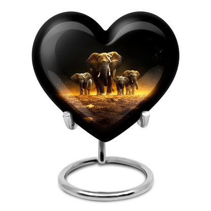 Stunning Black Elephant Beacon Urn for Human Ashes - 10-inch, 200 cu in - Yatskia