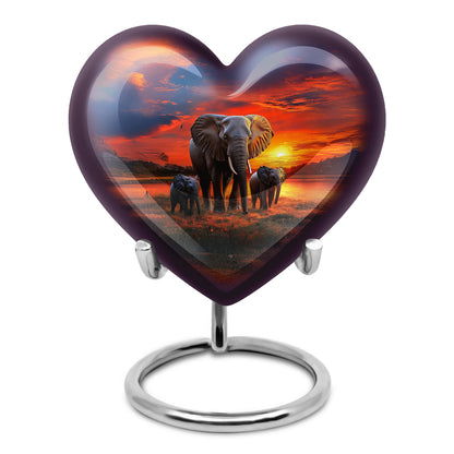 Blue Stately Elephant Cremation Urns for Human Ashes - 10-inch, 200 cu in - Yatskia