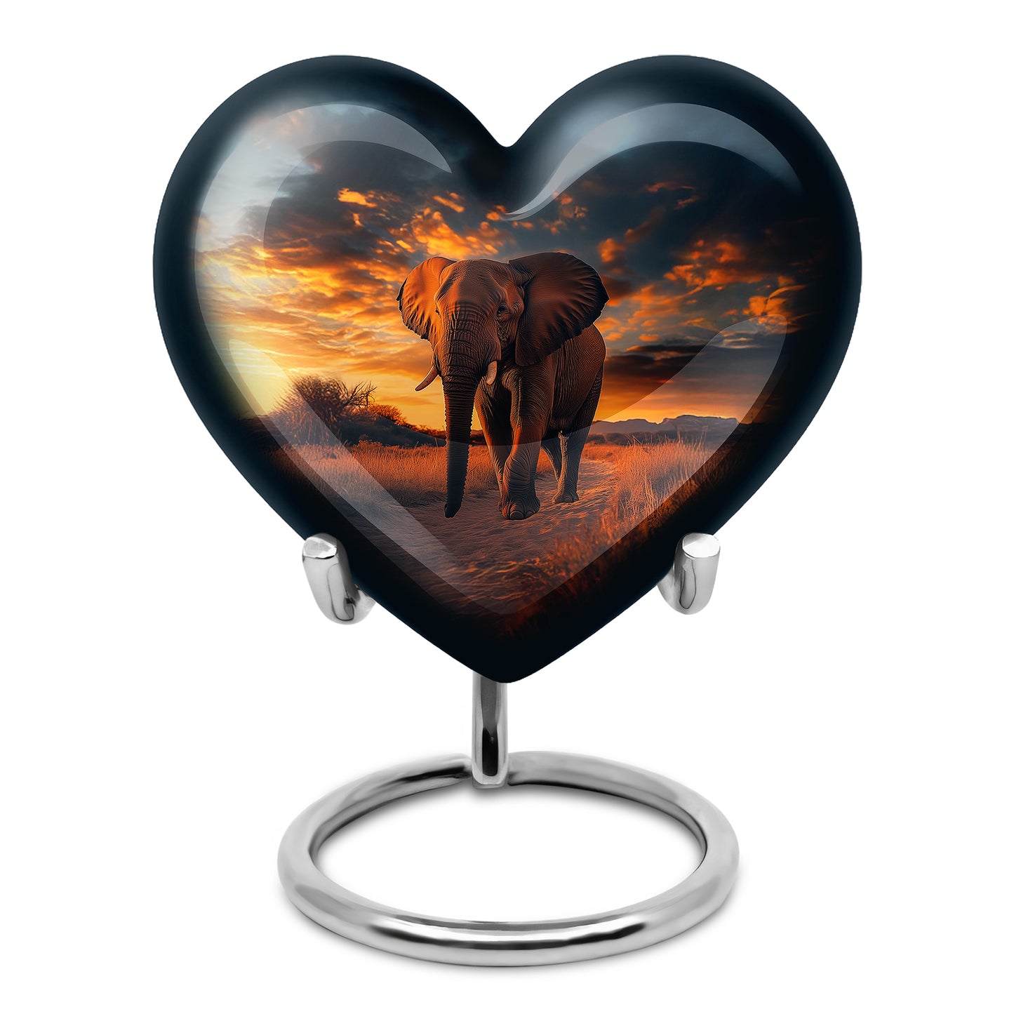 Black Beloved Elephant Cremation Urns for Human Ashes - 10-inch, 200 cu in - Yatskia