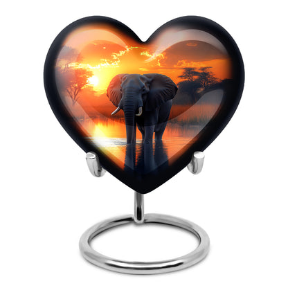 Personalized Elephant Cremation Urns - Tranquil Gold 10-inch, 200 cu in - Yatskia