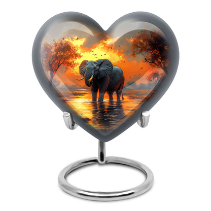 Gold Comforting Elephant Memorial Urn for Ashes - 10-inch, 200 cu in - Yatskia