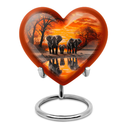 Graceful Gold Elephant Memorial Urn for Human Ashes - 10-inch, 200 cu in - Yatskia