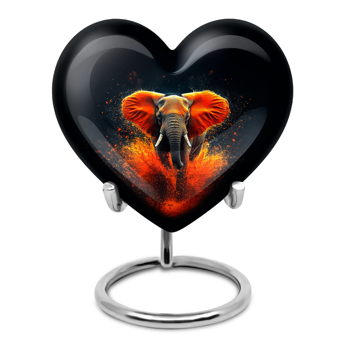 Personalized Seraphic Elephant Cremation Urns - Black 10-inch, 200 cu in - Yatskia