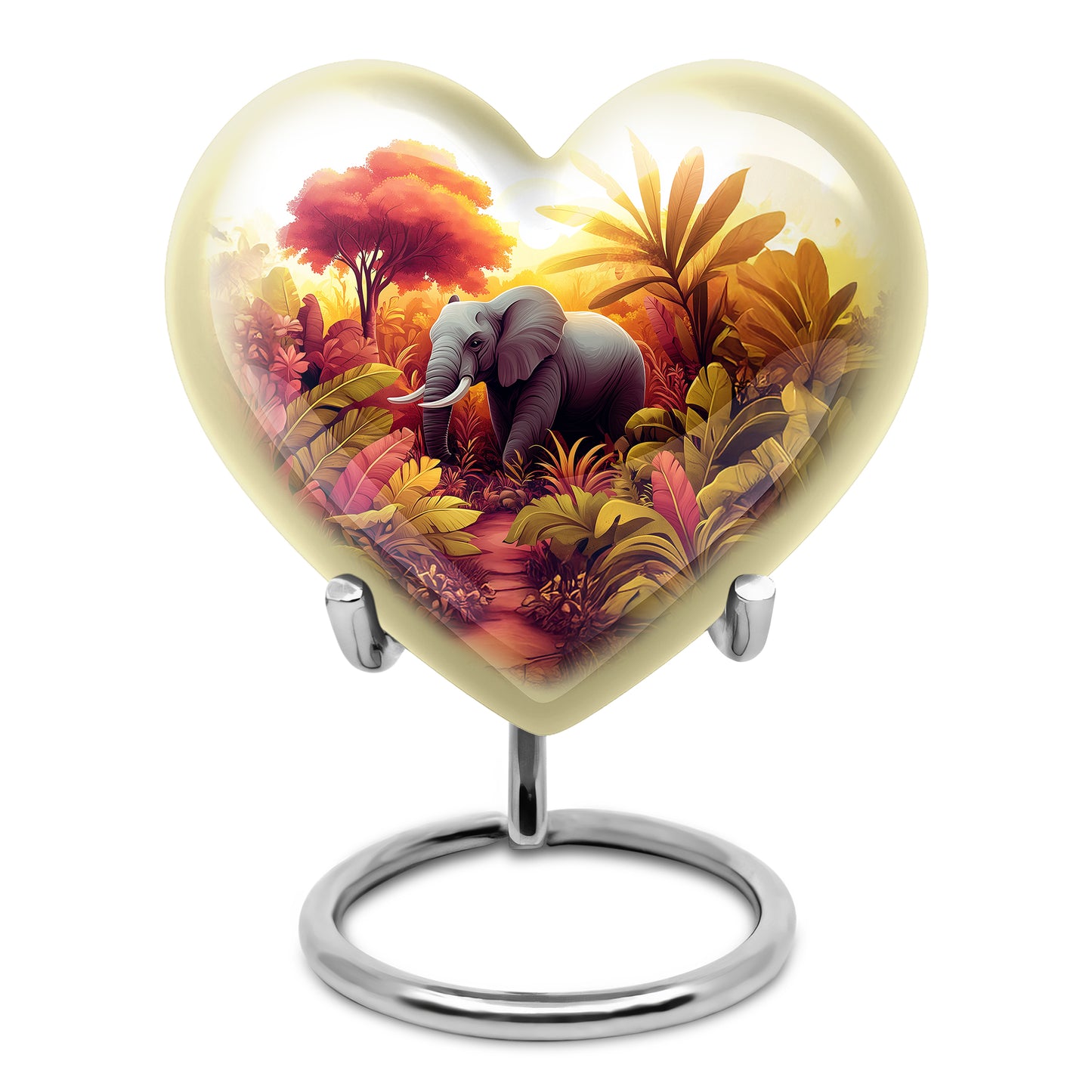 Harmonious Elephant Cremation Urns for Human Ashes - Silver 10-inch - Yatskia
