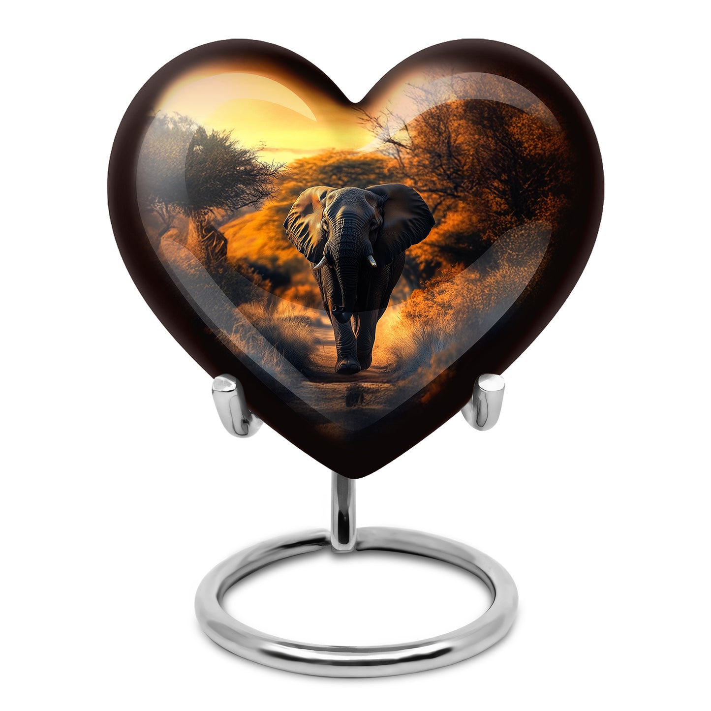 Personalized Gold Revered Elephant Cremation Urns for Human Ashes - 10-inch, 200 cu in - Yatskia