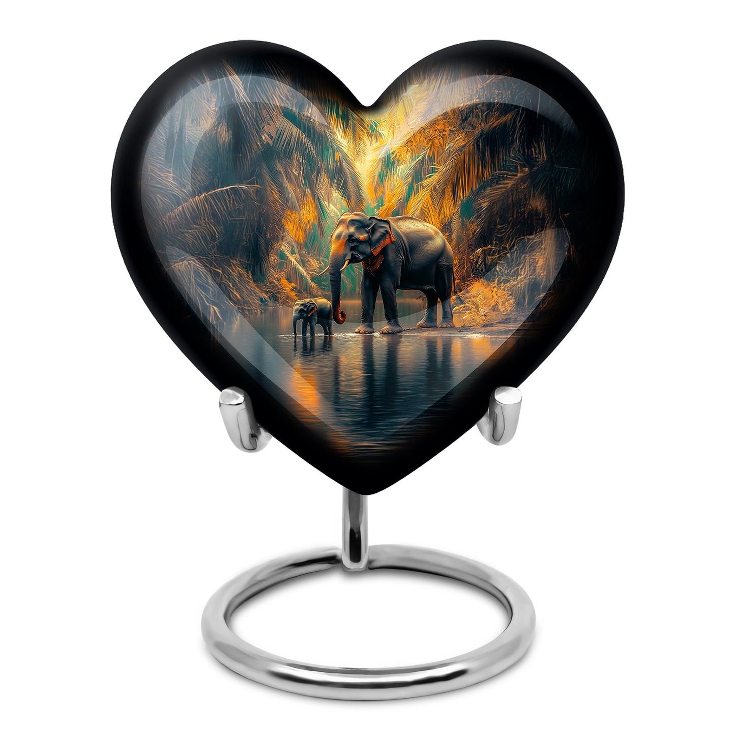 Teal Serene Elephant Memorial Urn for Ashes - 10-inch, 200 cu in - Yatskia