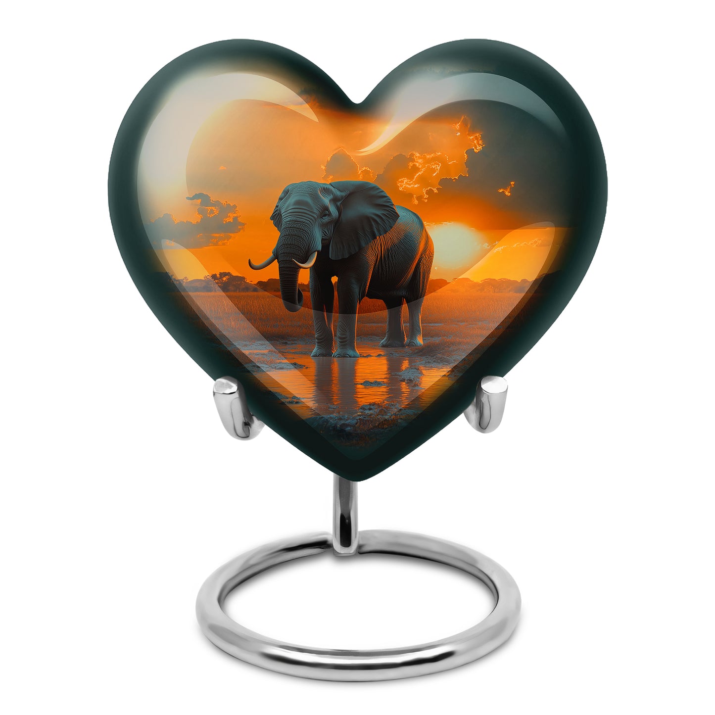 Gold Resounding Elephant Memorial Urn for Ashes - 10-inch, 200 cu in - Yatskia