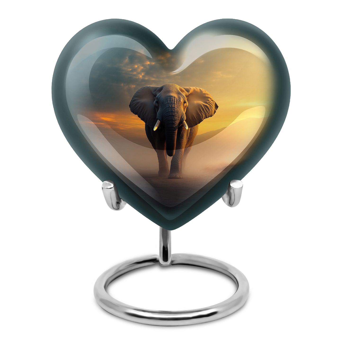 Personalized Elephant Cremation Urns - Tranquil Black 10-inch, 200 cu in - Yatskia