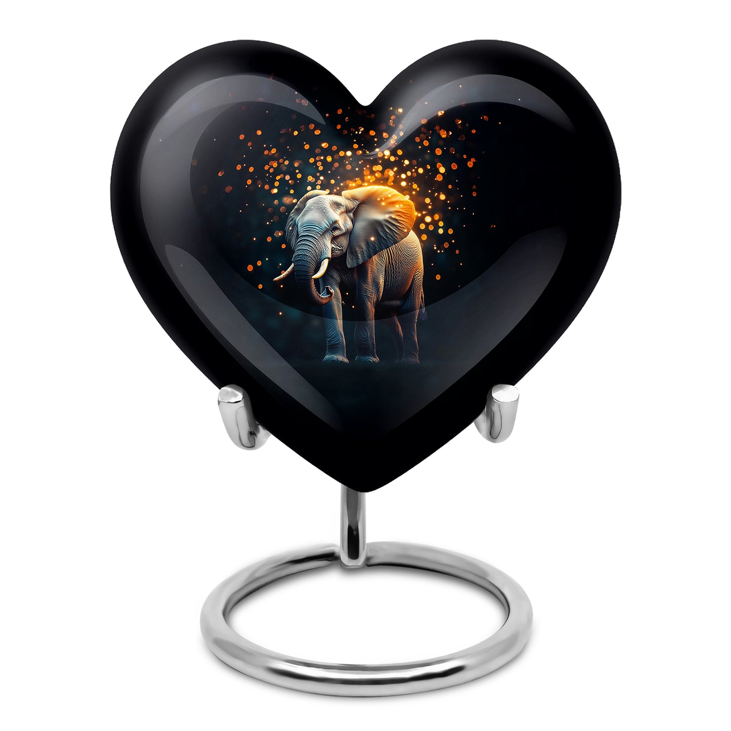 Personalized Black Elephant Cremation Urns for Ashes - Peaceful 10-inch - Yatskia