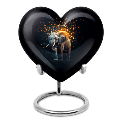 Personalized Black Elephant Cremation Urns for Ashes - Peaceful 10-inch - Yatskia