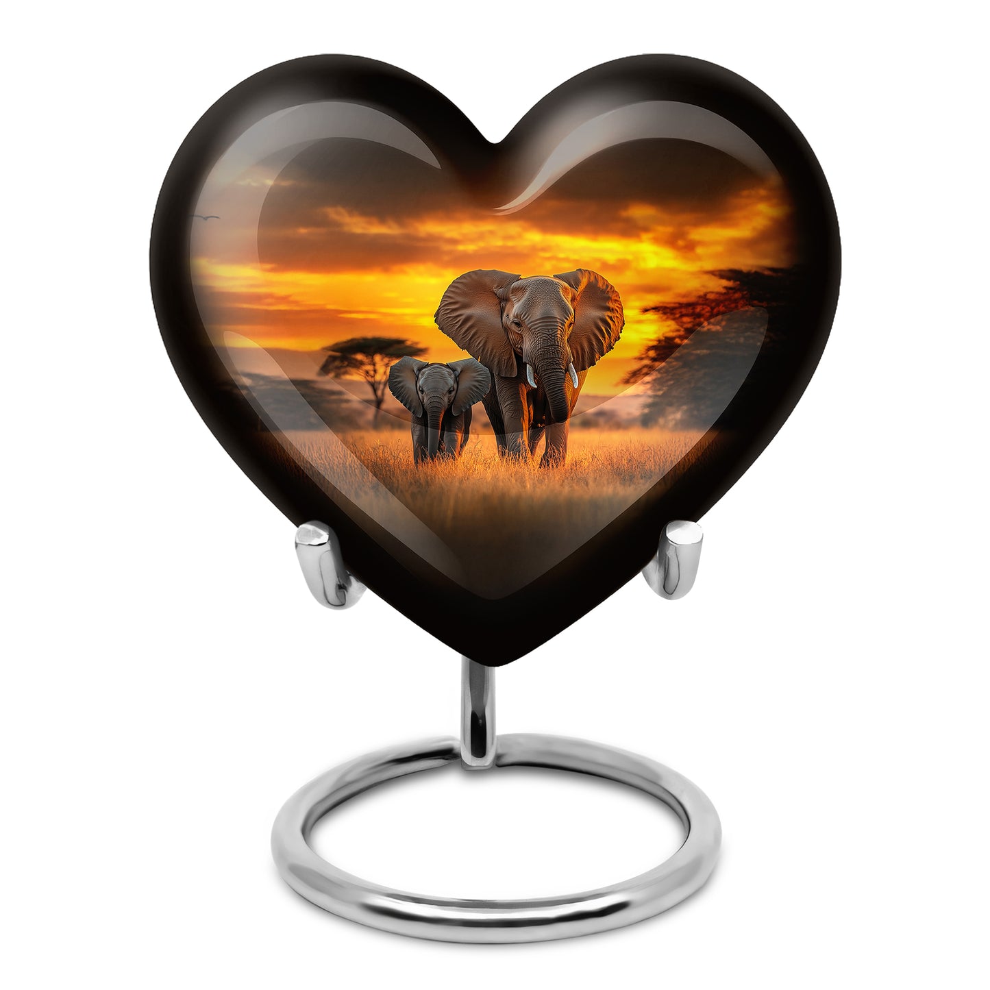 Gold Resounding Elephant Memorial Urn for Ashes - 10-inch, 200 cu in - Yatskia