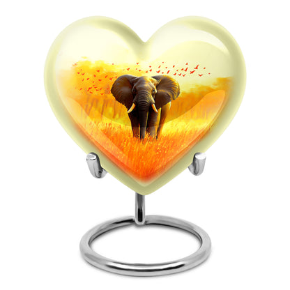 Personalized Elephant Cremation Urns - Tranquil Gold 10-inch, 200 cu in - Yatskia