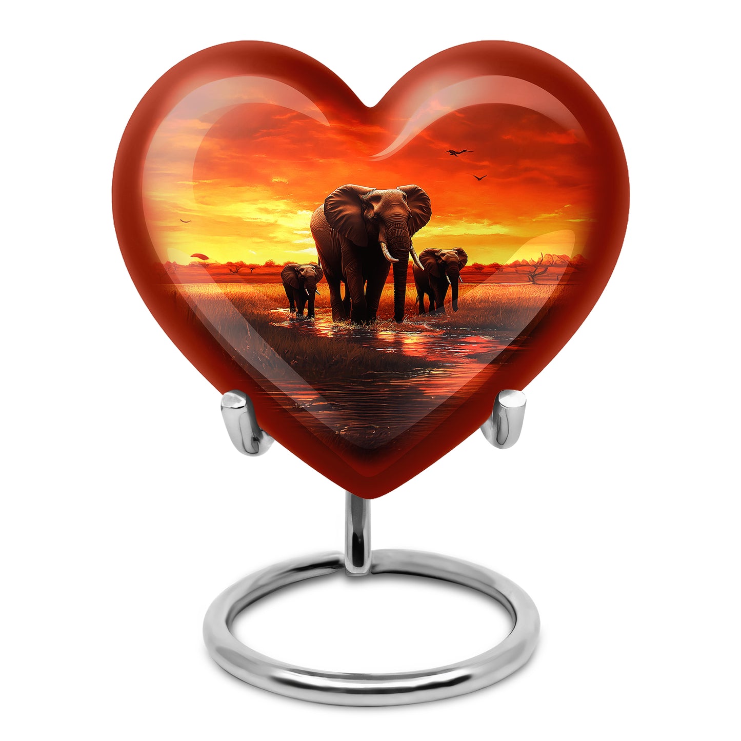 Red Exquisite Elephant Memorial Urn for Ashes - 10-inch, 200 cu in - Yatskia