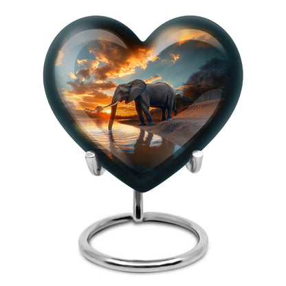 Ethereal Elephant Memorial Cremation Urns - Teal 10-inch, 200 cu in - Yatskia
