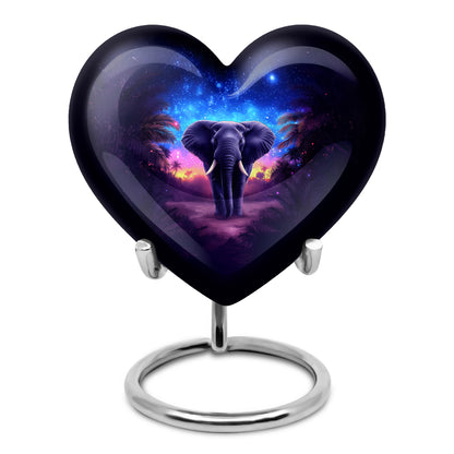 Blue Breathtaking Elephant Memorial Urn for Ashes - 10-inch, 200 cu in - Yatskia