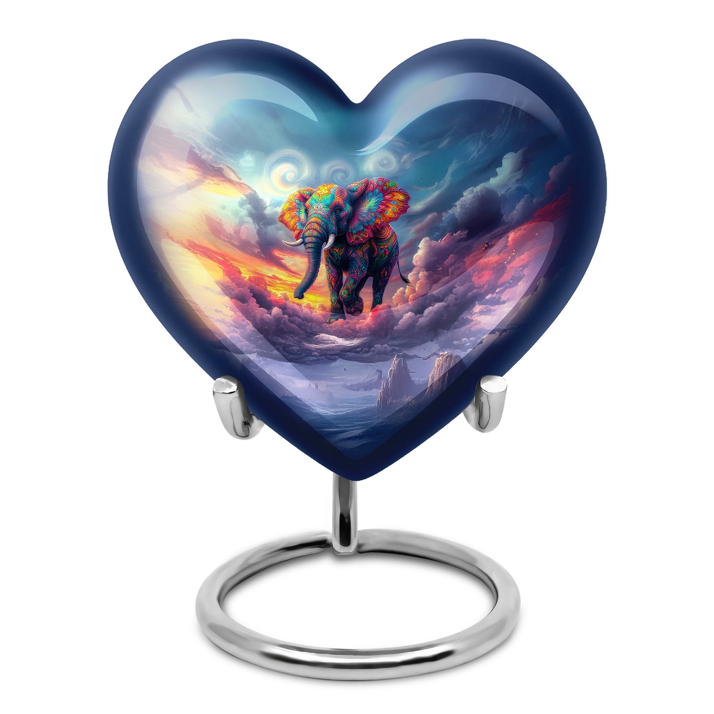Personalized Elephant Cremation Urns - Eminent Blue 10-inch, 200 cu in - Yatskia