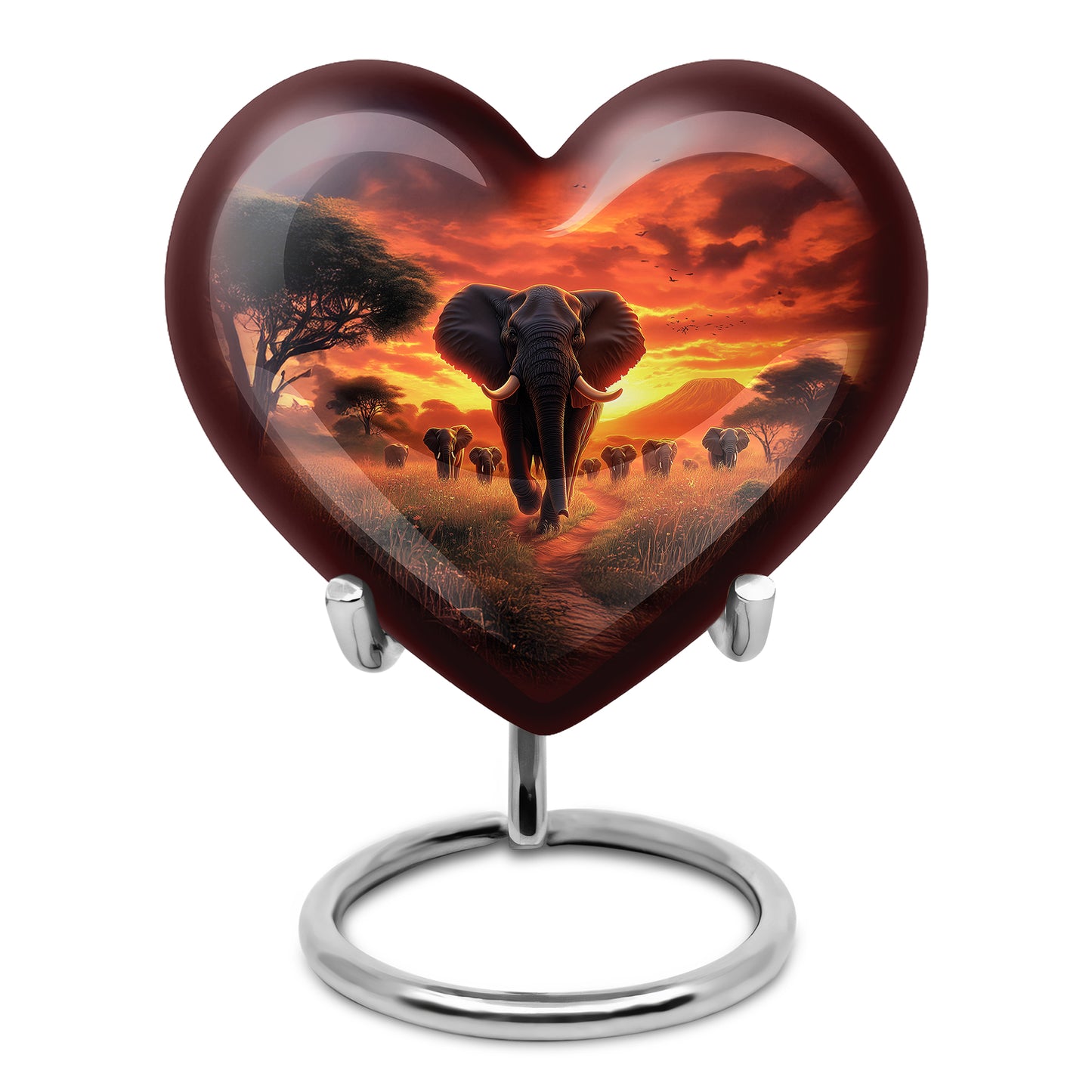 Harmonious Elephant Cremation Urns for Human Ashes - Red 10-inch - Yatskia