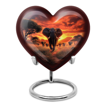 Harmonious Elephant Cremation Urns for Human Ashes - Red 10-inch - Yatskia