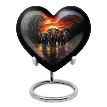 Graceful Red Elephant Beacon Urn for Human Ashes - 10-inch, 200 cu in - Yatskia