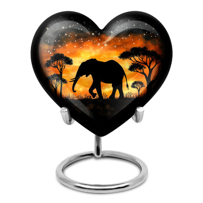 Personalized Black Sovereign Elephant Cremation Urns for Human Ashes - 10-inch, 200 cu in - Yatskia