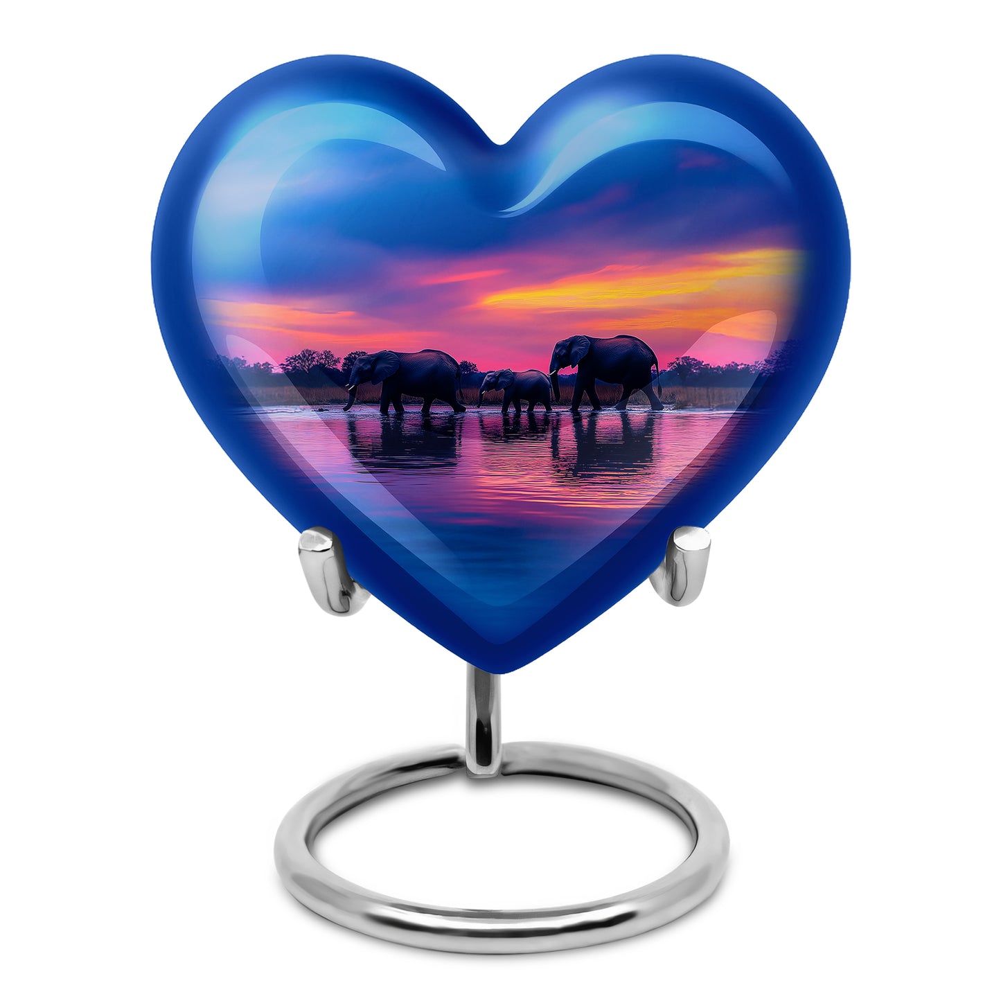Radiant Elephant Memorial Cremation Urns - Blue 10-inch, 200 cu in - Yatskia