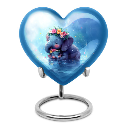 Blue Beloved Elephant Cremation Urns for Human Ashes - 10-inch, 200 cu in - Yatskia