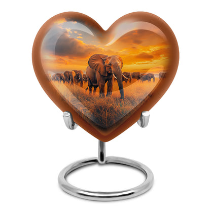 Personalized Blue Elephant Cremation Urns for Ashes - Peaceful 10-inch - Yatskia