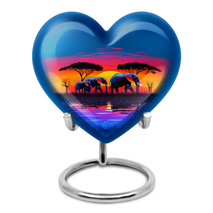 Personalized Elephant Cremation Urns - Soothing Blue 10-inch, 200 cu in - Yatskia