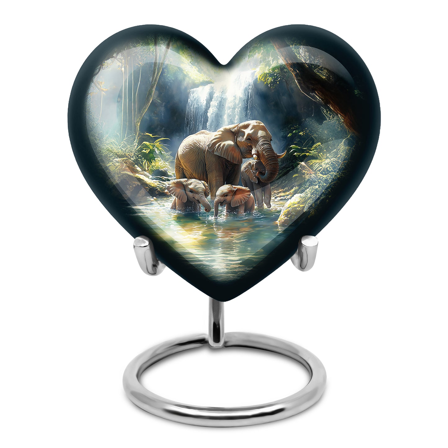 Blue Resounding Elephant Memorial Urn for Ashes - 10-inch, 200 cu in - Yatskia