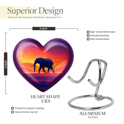 Ruby Red Elephant Cremation Urn front view showing detailed design - compassionate heart-elephant combination with gentle curves - mini keepsake memorial for portion of cremation ashes