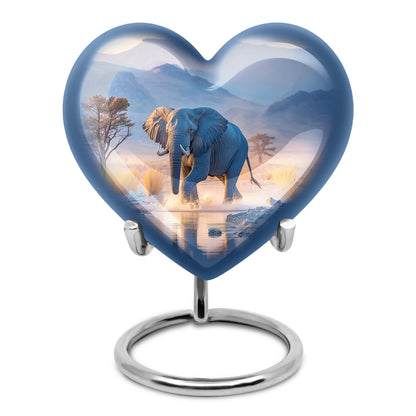 Remarkable Elephant Memorial Cremation Urns - Blue 10-inch, 200 cu in - Yatskia