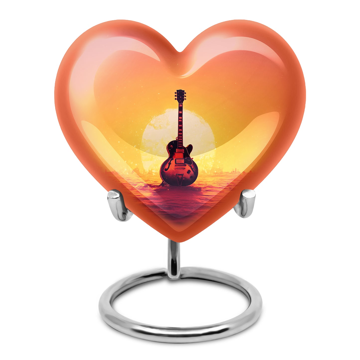 Red Sacred Guitar Cremation Urns for Human Ashes - 10-inch, 200 cu in - Yatskia