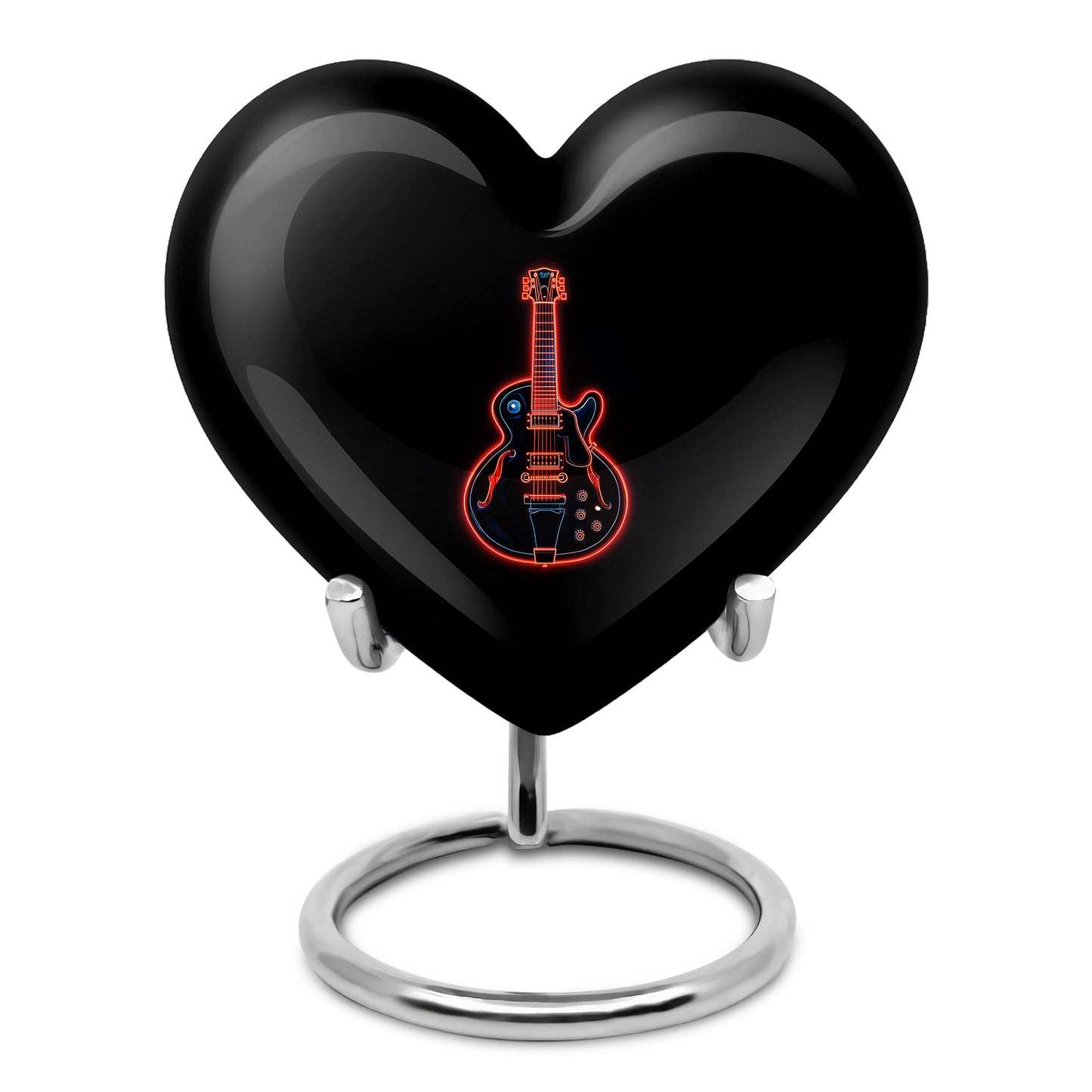 Stunning Black Guitar Devotion Urn for Human Ashes - 10-inch, 200 cu in - Yatskia