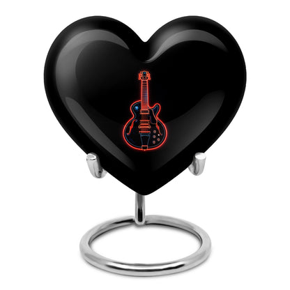Stunning Black Guitar Devotion Urn for Human Ashes - 10-inch, 200 cu in - Yatskia