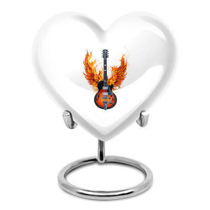 Silver Guitar Cremation Urns - Enduring Dedication 10-inch, 200 cu in - Yatskia