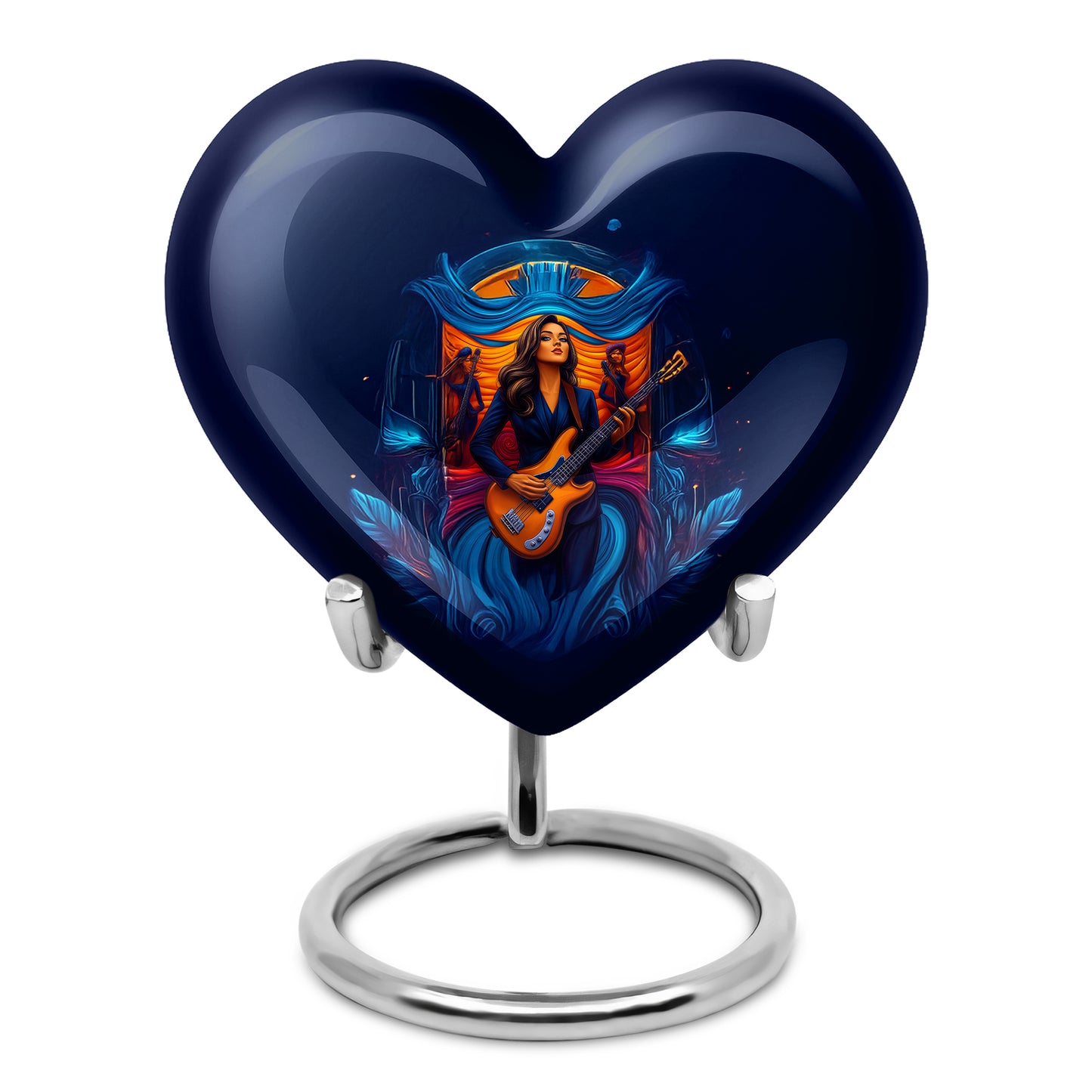 Radiant Guitar Memorial Cremation Urns - Blue 10-inch, 200 cu in - Yatskia