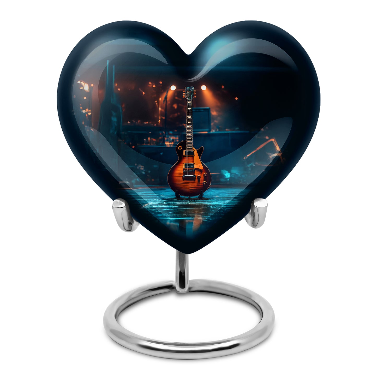Inspiring Black Guitar Promise Urn for Human Ashes - 10-inch, 200 cu in - Yatskia