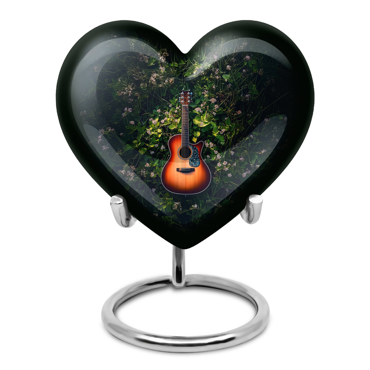 Graceful Green Guitar Heritage Urn for Human Ashes - 10-inch, 200 cu in - Yatskia
