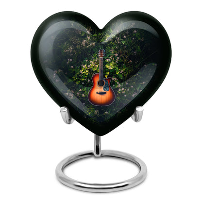 Graceful Green Guitar Heritage Urn for Human Ashes - 10-inch, 200 cu in - Yatskia