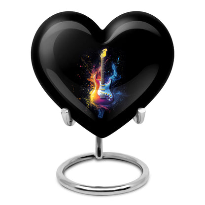 Luminous Black Guitar Reflection Urn for Human Ashes - 10-inch, 200 cu in - Yatskia