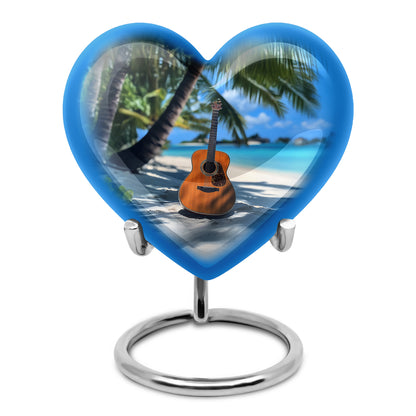Blue Breathtaking Guitar Memorial Urn for Ashes - 10-inch, 200 cu in - Yatskia