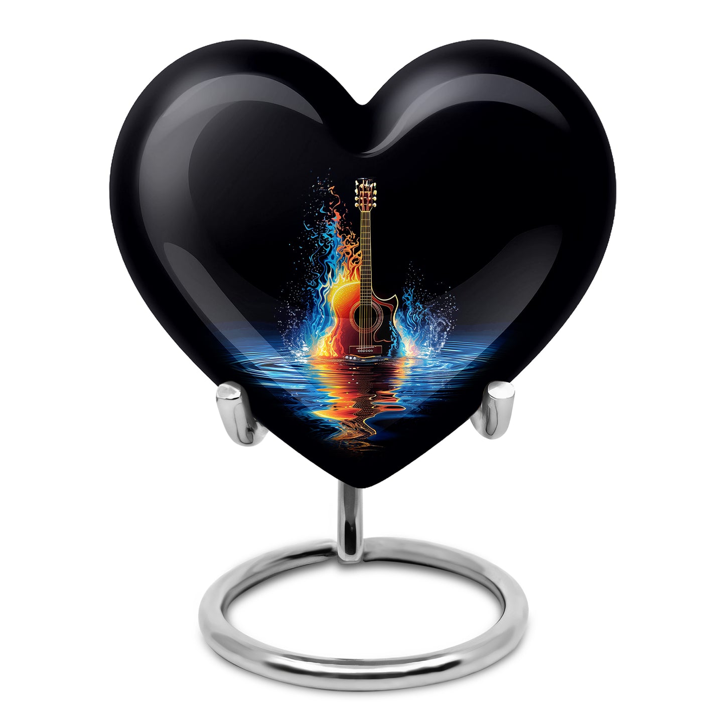Lustrous Guitar Cremation Urns for Human Ashes - Black 10-inch - Yatskia