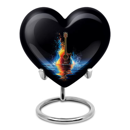 Lustrous Guitar Cremation Urns for Human Ashes - Black 10-inch - Yatskia