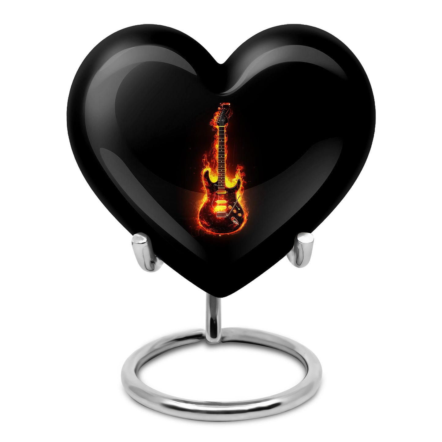 Luminous Black Guitar Benediction Urn for Human Ashes - 10-inch, 200 cu in - Yatskia